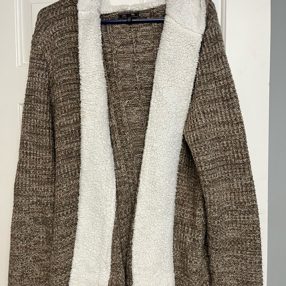 Chic Sherpa-Lined Knit Cardigan